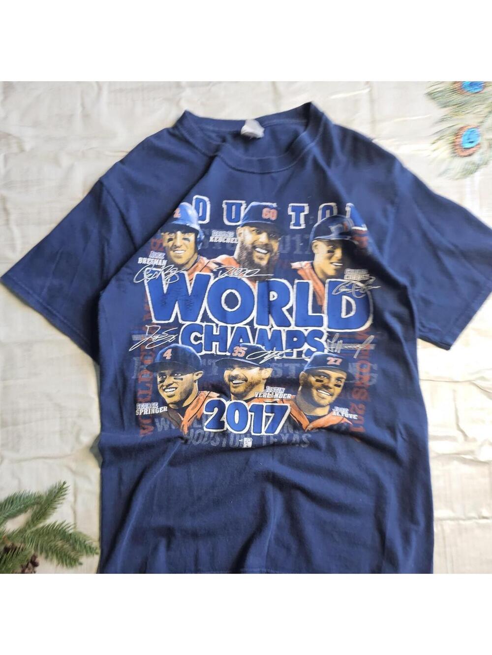 Title: vintage blue graphic tee shirt from Houston Astros world champs